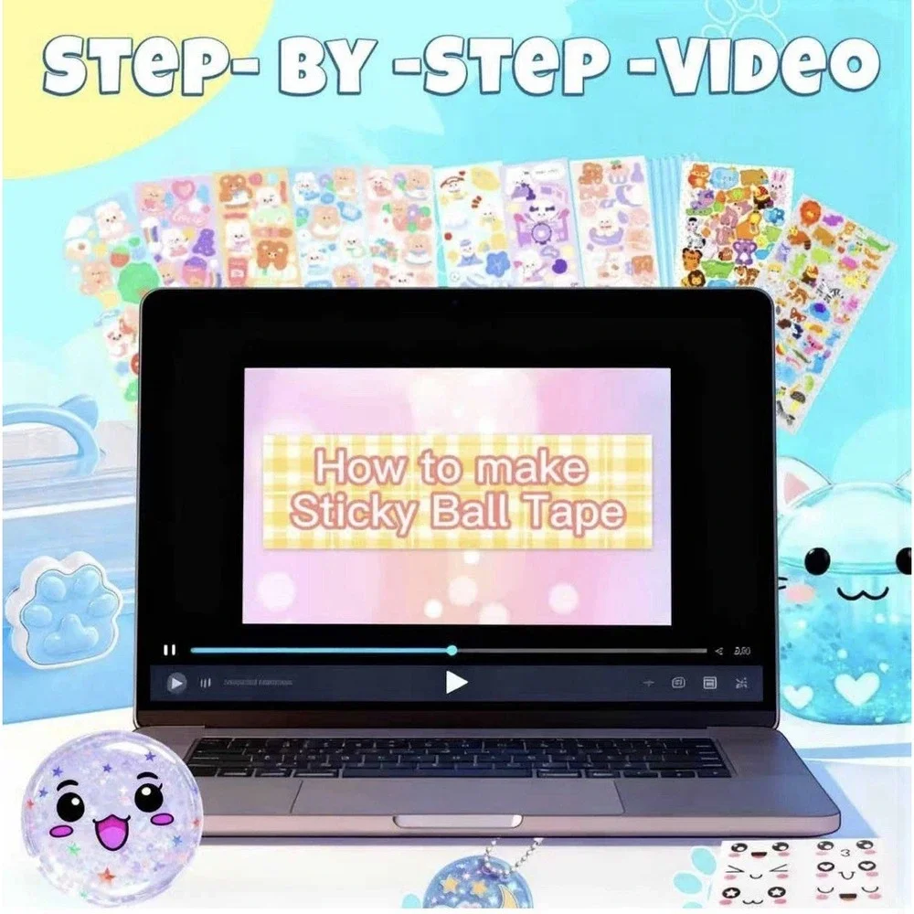 Nano Tape Bubble Kit for Kids, 4 Sticky Ball Tapes and 6 Nano Tapes, Squishy ...
